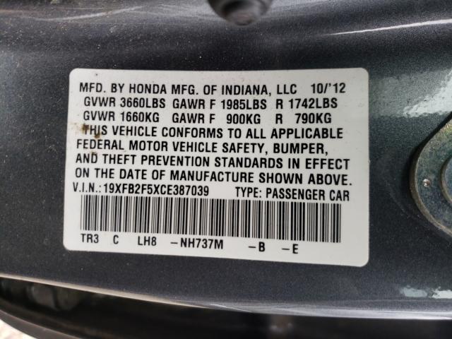 Photo 9 VIN: 19XFB2F5XCE387039 - HONDA CIVIC LX 