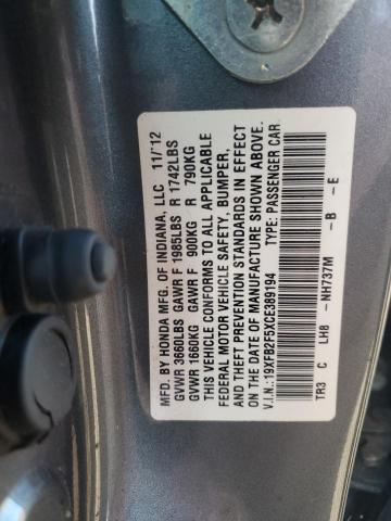 Photo 11 VIN: 19XFB2F5XCE389194 - HONDA CIVIC LX 