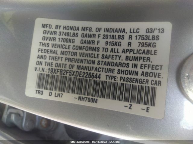 Photo 8 VIN: 19XFB2F5XDE226644 - HONDA CIVIC SDN 