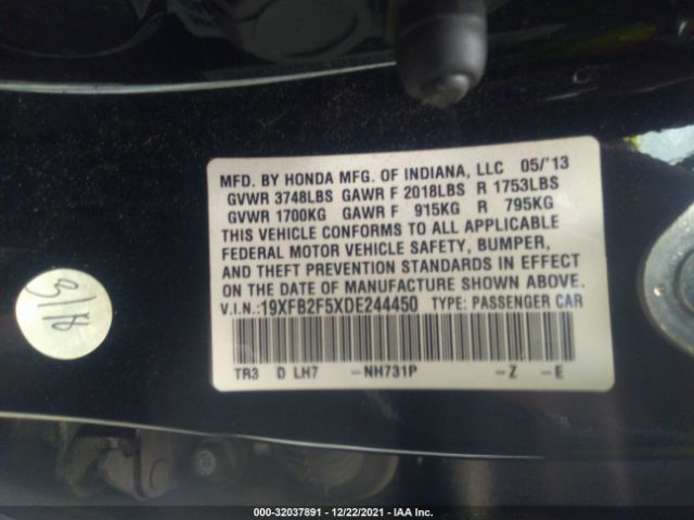 Photo 8 VIN: 19XFB2F5XDE244450 - HONDA CIVIC SDN 