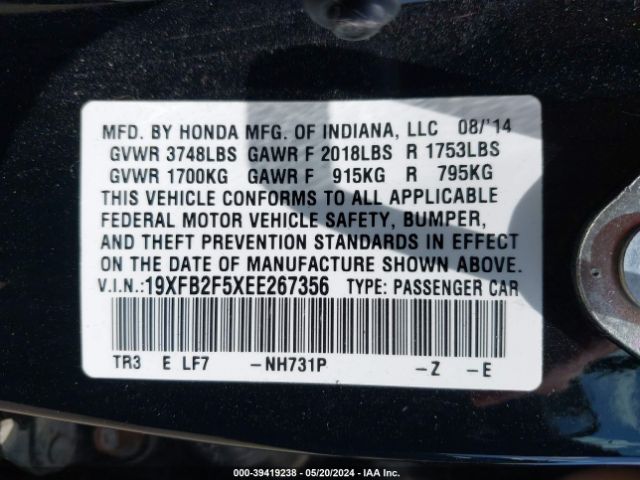 Photo 8 VIN: 19XFB2F5XEE267356 - HONDA CIVIC 