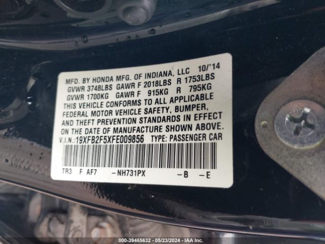 Photo 8 VIN: 19XFB2F5XFE009856 - HONDA CIVIC 