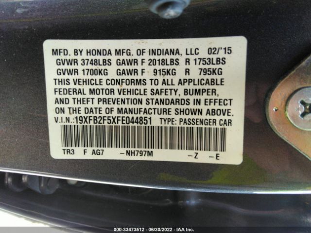 Photo 8 VIN: 19XFB2F5XFE044851 - HONDA CIVIC SEDAN 