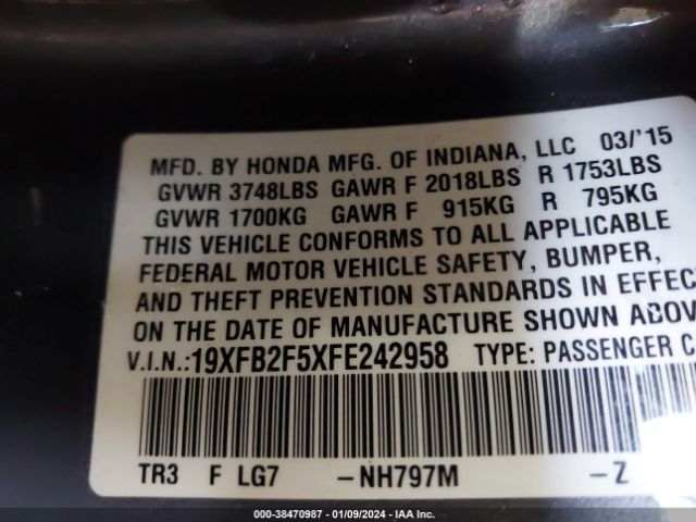 Photo 8 VIN: 19XFB2F5XFE242958 - HONDA CIVIC 