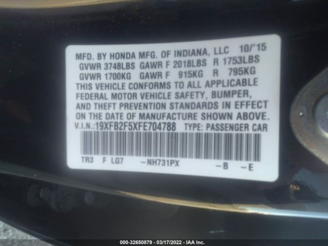 Photo 8 VIN: 19XFB2F5XFE704788 - HONDA CIVIC SEDAN 