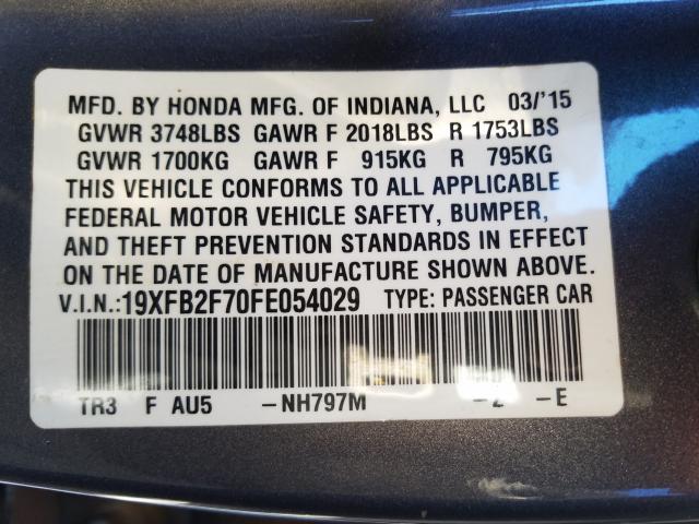 Photo 9 VIN: 19XFB2F70FE054029 - HONDA CIVIC SE 