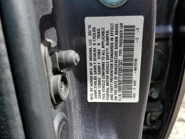 Photo 12 VIN: 19XFB2F71FE057327 - HONDA CIVIC SE 