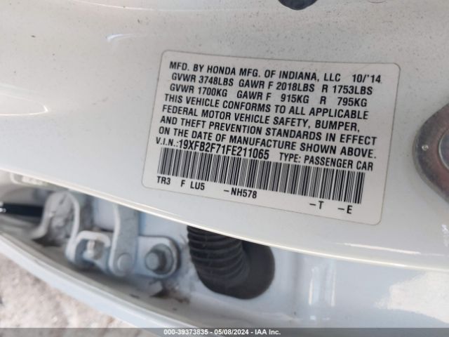 Photo 8 VIN: 19XFB2F71FE211065 - HONDA CIVIC 