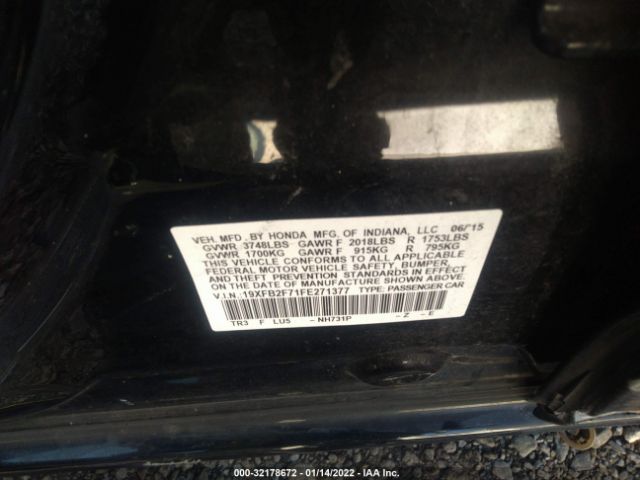 Photo 8 VIN: 19XFB2F71FE271377 - HONDA CIVIC SEDAN 