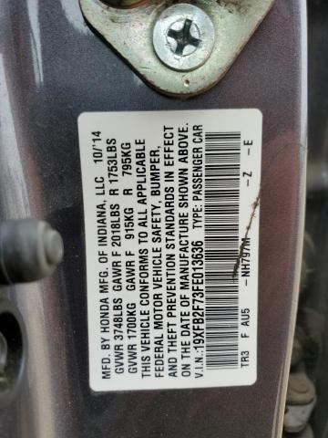 Photo 11 VIN: 19XFB2F73FE013636 - HONDA CIVIC 