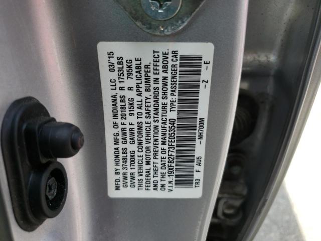 Photo 11 VIN: 19XFB2F73FE053540 - HONDA CIVIC SE 