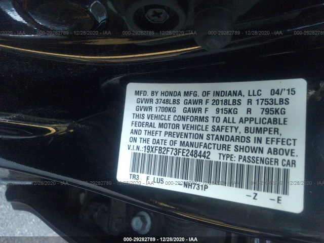 Photo 8 VIN: 19XFB2F73FE248442 - HONDA CIVIC SEDAN 