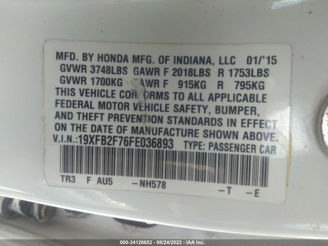 Photo 8 VIN: 19XFB2F76FE036893 - HONDA CIVIC SEDAN 