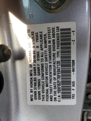 Photo 12 VIN: 19XFB2F76FE047120 - HONDA CIVIC SE 