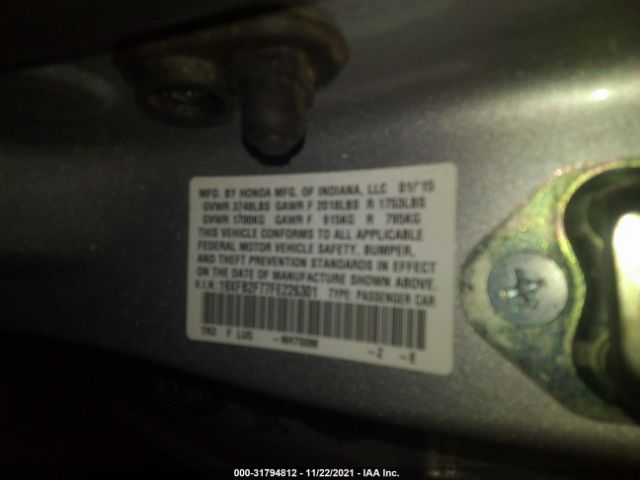 Photo 8 VIN: 19XFB2F77FE226301 - HONDA CIVIC SEDAN 