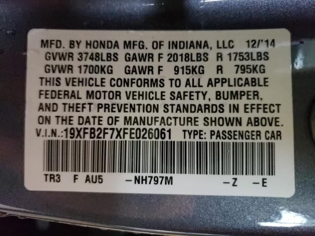 Photo 9 VIN: 19XFB2F7XFE026061 - HONDA CIVIC SE 