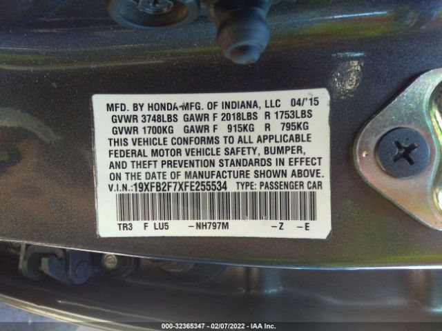 Photo 8 VIN: 19XFB2F7XFE255534 - HONDA CIVIC SEDAN 