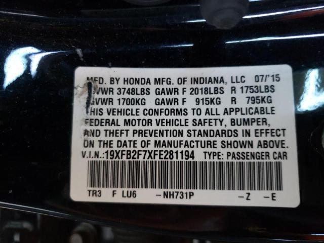 Photo 9 VIN: 19XFB2F7XFE281194 - HONDA CIVIC SE 