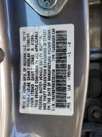 Photo 9 VIN: 19XFB2F80CE383706 - HONDA CIVIC EX 