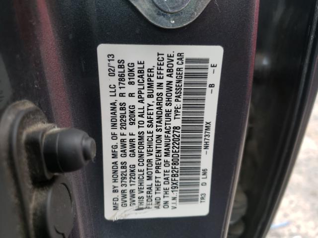 Photo 9 VIN: 19XFB2F80DE220278 - HONDA CIVIC EX 