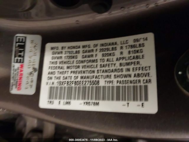 Photo 8 VIN: 19XFB2F80EE275508 - HONDA CIVIC 