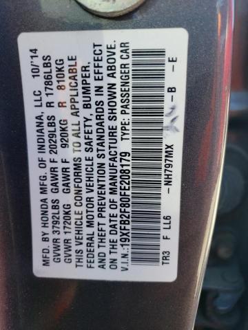 Photo 11 VIN: 19XFB2F80FE208179 - HONDA CIVIC EX 