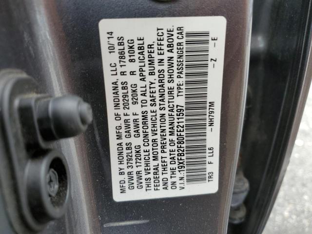 Photo 12 VIN: 19XFB2F80FE211597 - HONDA CIVIC 