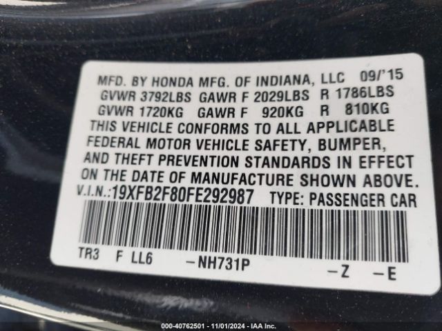 Photo 8 VIN: 19XFB2F80FE292987 - HONDA CIVIC 