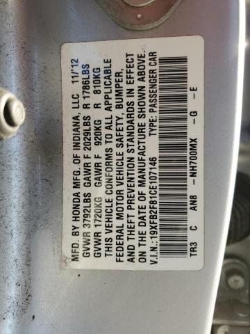 Photo 11 VIN: 19XFB2F81CE107146 - HONDA CIVIC 