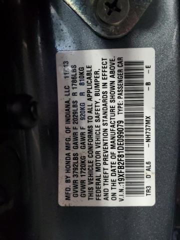 Photo 12 VIN: 19XFB2F81DE099079 - HONDA CIVIC EX 