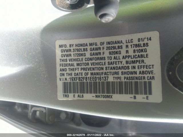 Photo 8 VIN: 19XFB2F81EE016137 - HONDA CIVIC SEDAN 