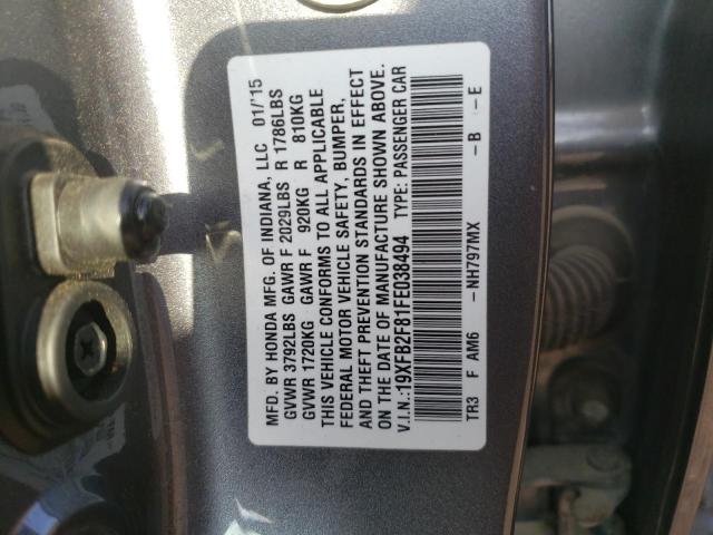 Photo 11 VIN: 19XFB2F81FE038494 - HONDA CIVIC 