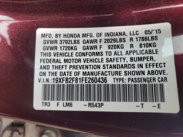 Photo 12 VIN: 19XFB2F81FE260436 - HONDA CIVIC EX 