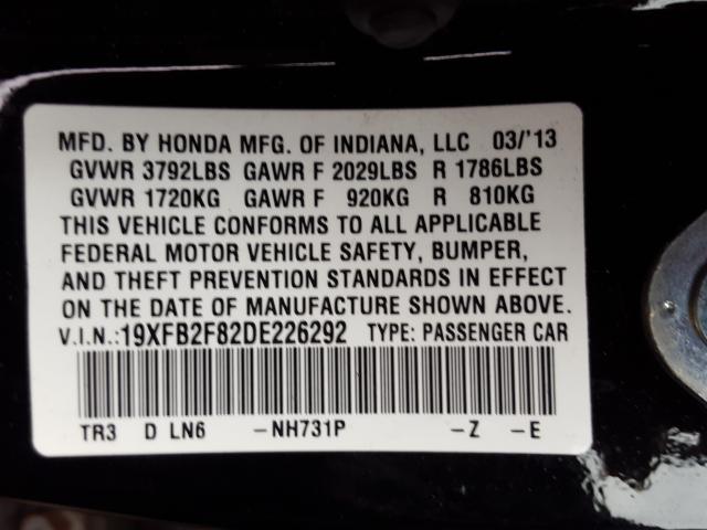 Photo 9 VIN: 19XFB2F82DE226292 - HONDA CIVIC SDN 