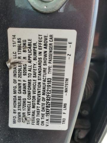 Photo 12 VIN: 19XFB2F82FE219183 - HONDA CIVIC EX 