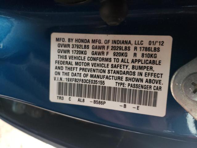 Photo 9 VIN: 19XFB2F83CE035155 - HONDA CIVIC EX 