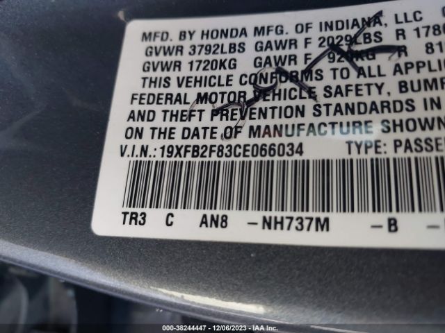 Photo 8 VIN: 19XFB2F83CE066034 - HONDA CIVIC 