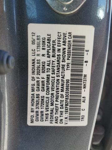 Photo 11 VIN: 19XFB2F83CE069290 - HONDA CIVIC EX 