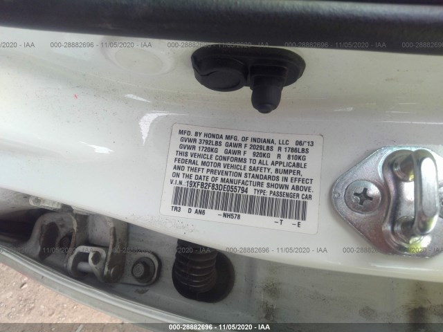 Photo 8 VIN: 19XFB2F83DE055794 - HONDA CIVIC SDN 