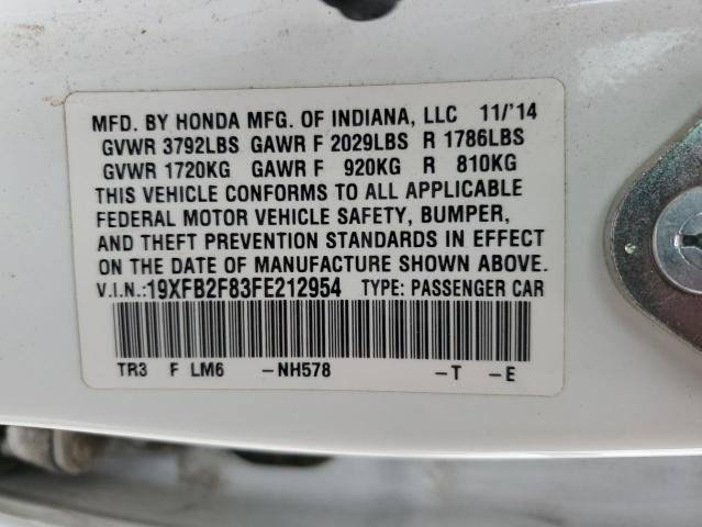 Photo 12 VIN: 19XFB2F83FE212954 - HONDA CIVIC 