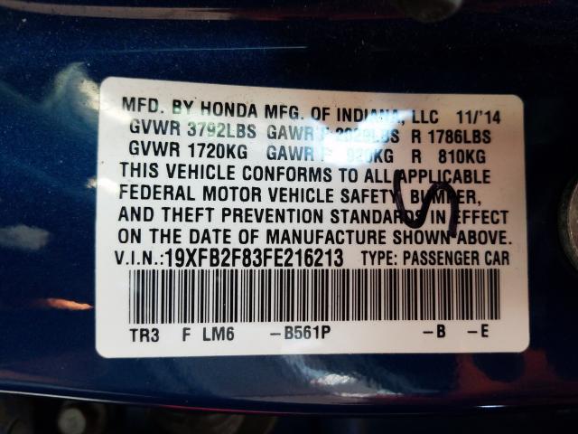 Photo 9 VIN: 19XFB2F83FE216213 - HONDA CIVIC EX 