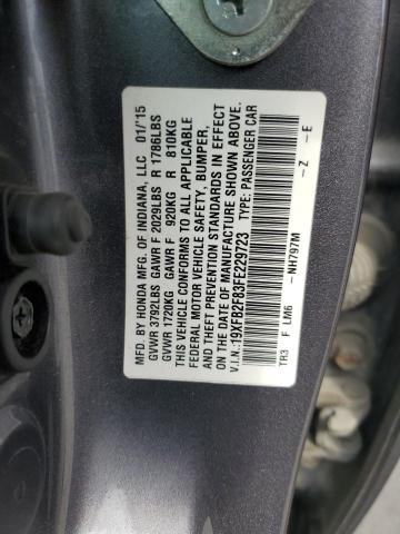 Photo 12 VIN: 19XFB2F83FE229723 - HONDA CIVIC 