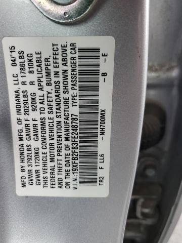 Photo 11 VIN: 19XFB2F83FE248787 - HONDA CIVIC EX 