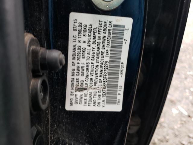 Photo 11 VIN: 19XFB2F83FE279229 - HONDA CIVIC 