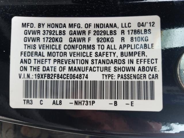 Photo 9 VIN: 19XFB2F84CE064874 - HONDA CIVIC EX 