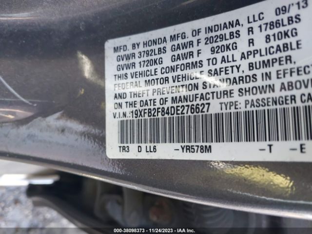 Photo 8 VIN: 19XFB2F84DE276627 - HONDA CIVIC 