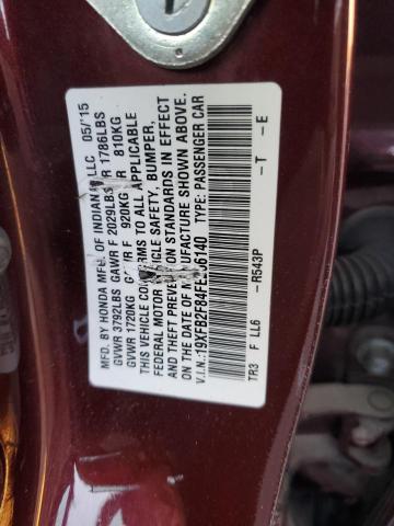 Photo 12 VIN: 19XFB2F84FE256140 - HONDA CIVIC EX 