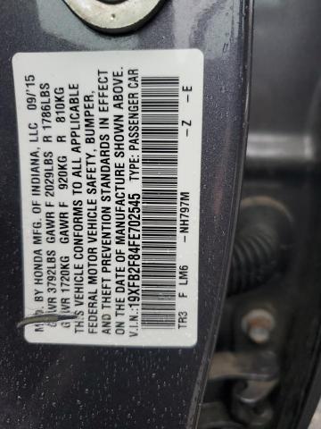 Photo 11 VIN: 19XFB2F84FE702545 - HONDA CIVIC EX 