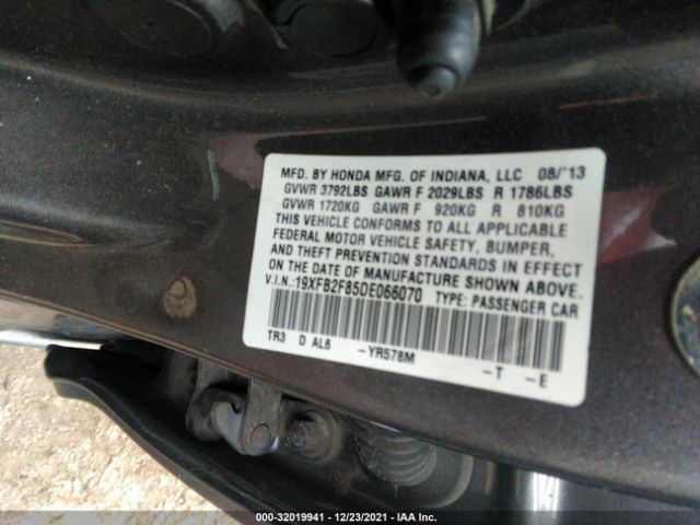 Photo 8 VIN: 19XFB2F85DE066070 - HONDA CIVIC SDN 