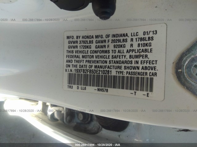 Photo 8 VIN: 19XFB2F85DE210281 - HONDA CIVIC SDN 